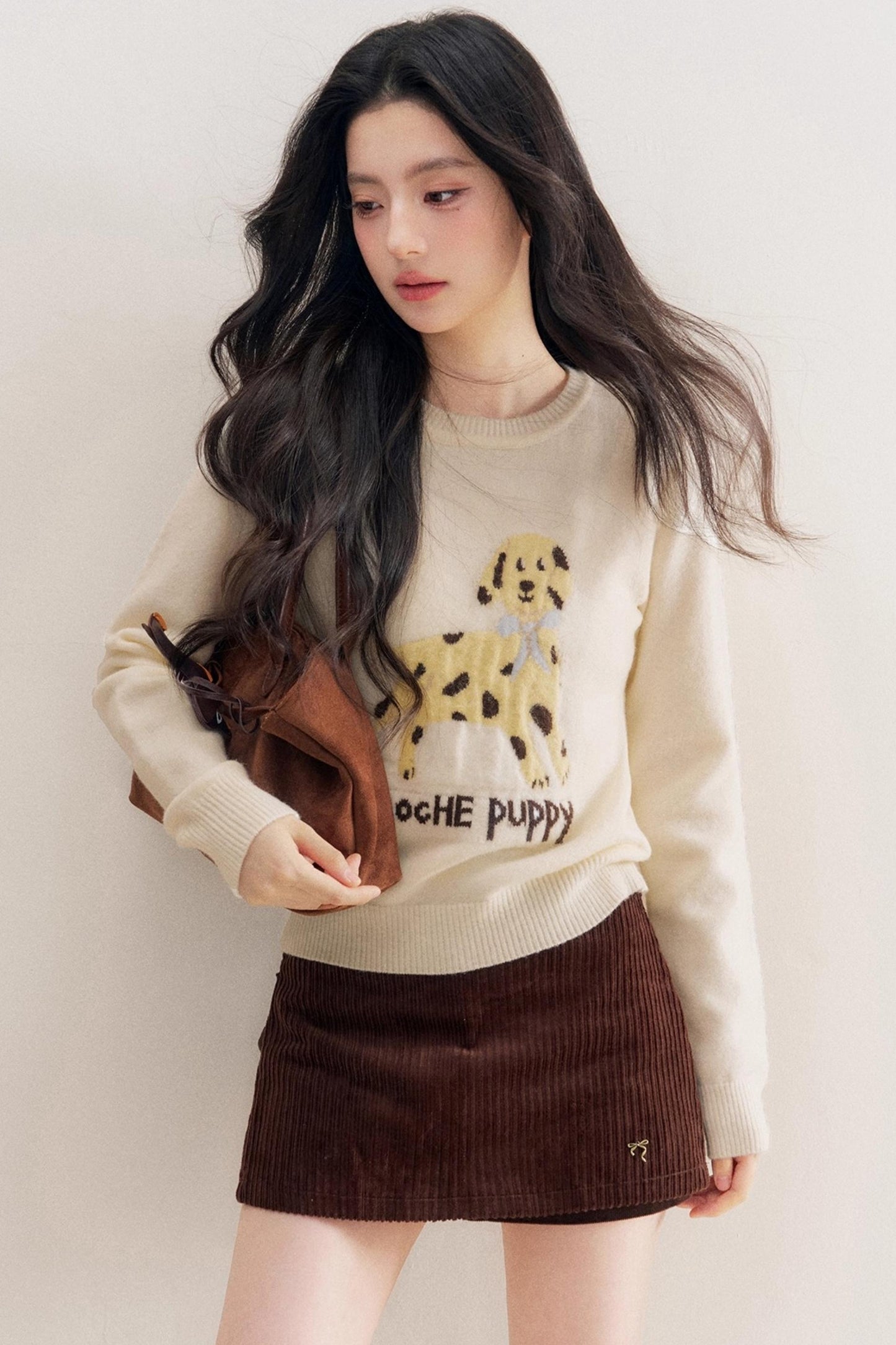 Puppy Jacquard Pullover Sweater