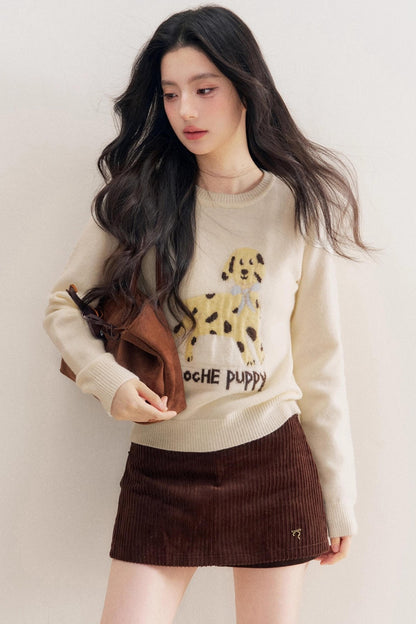 Puppy Jacquard Pullover Sweater
