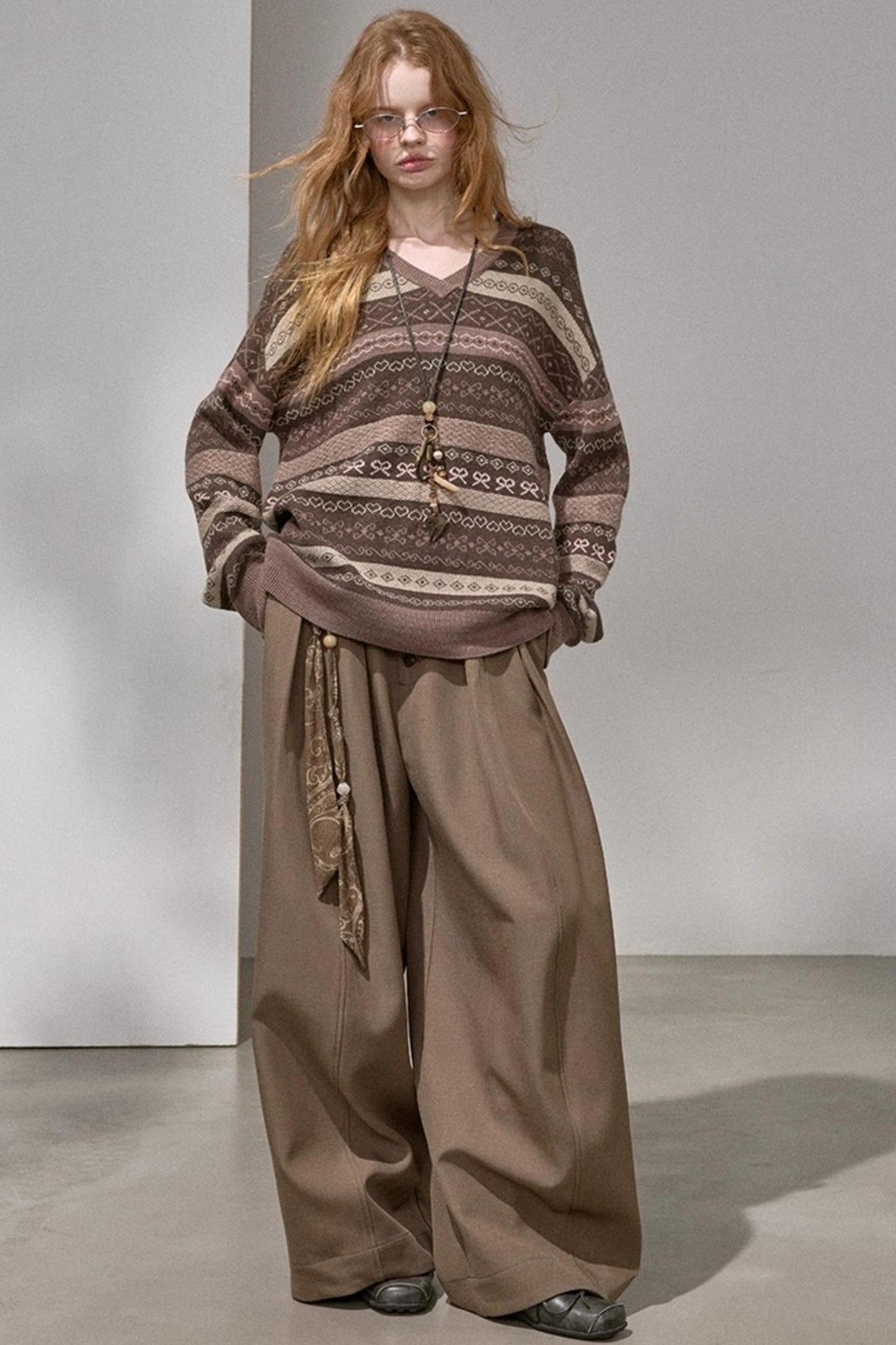 Fair Isle Jacquard V-Neck Sweater