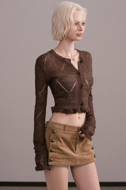 Coffee Argyle Knit Sweater