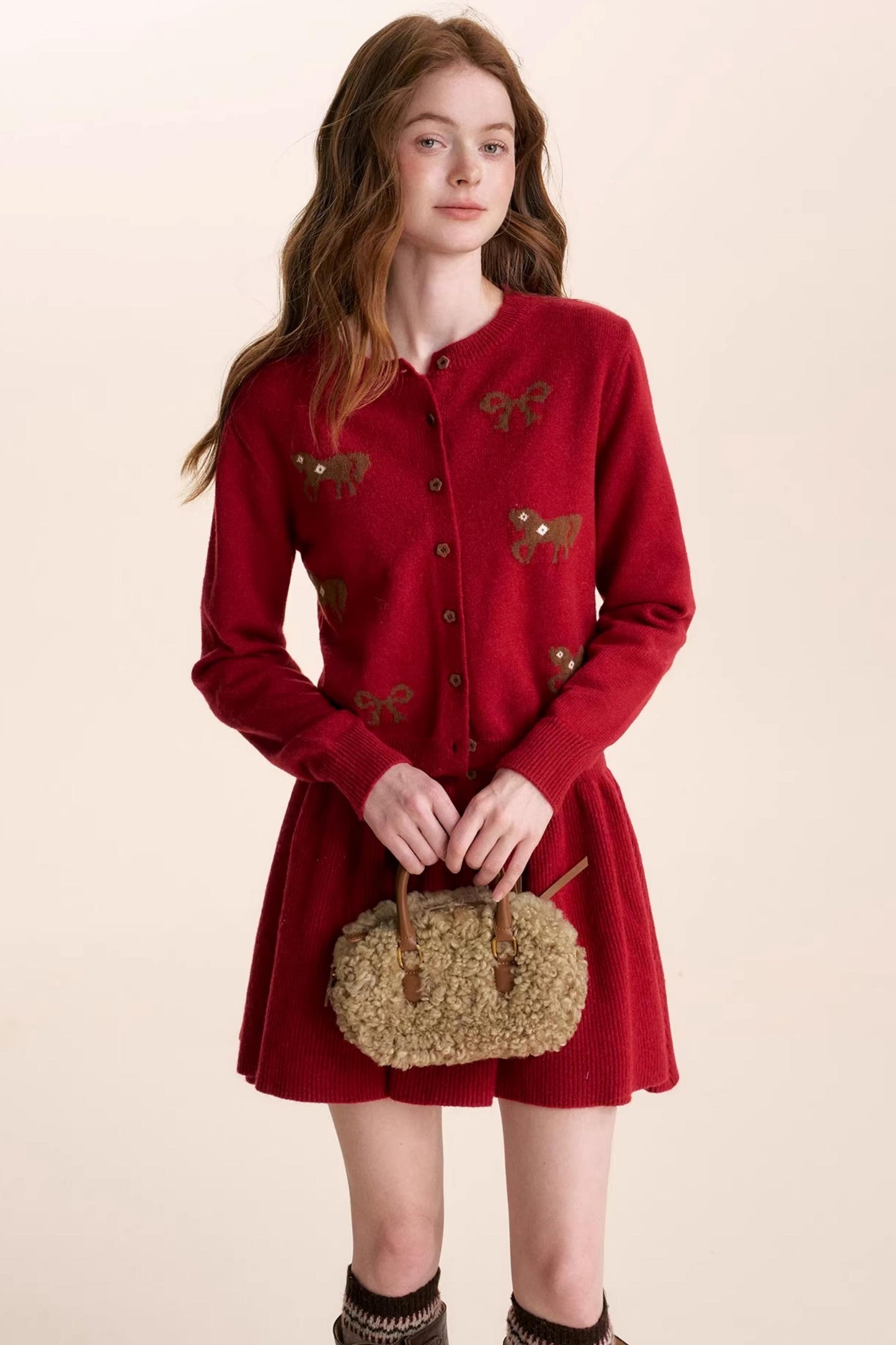 Floral Wool Bow Cardigan