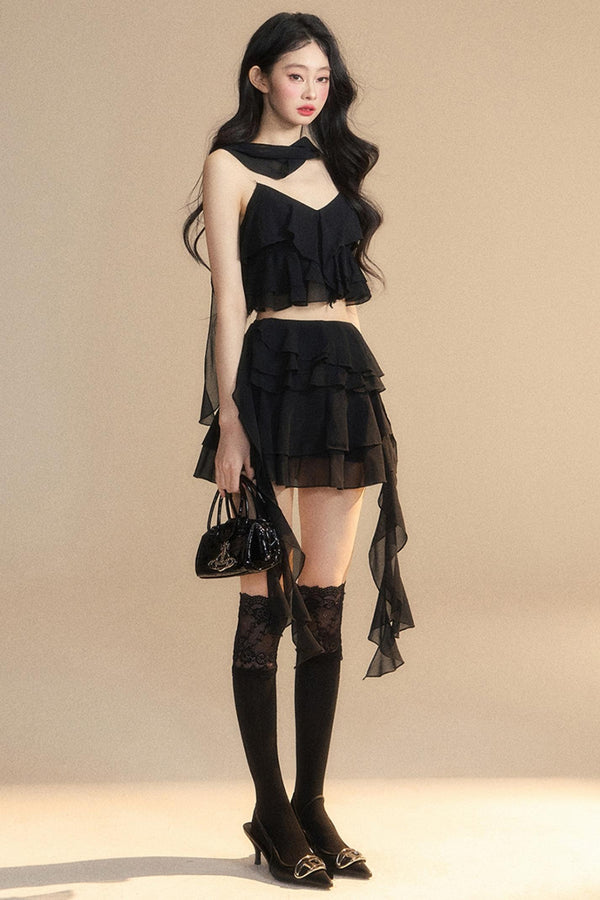 Luxury Halter With Skirt Set-Up