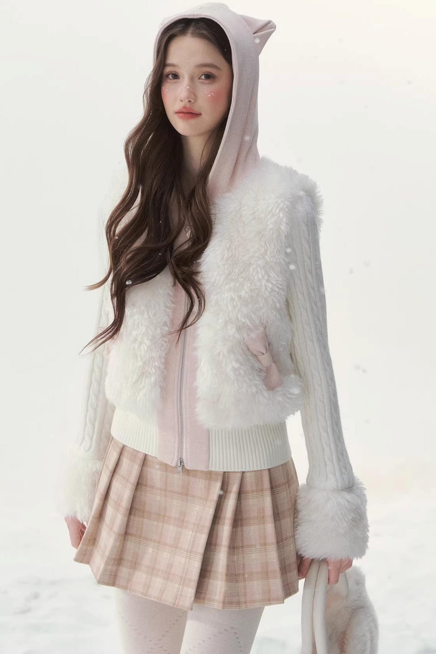 Eco-Friendly Fur Patchwork Jacket