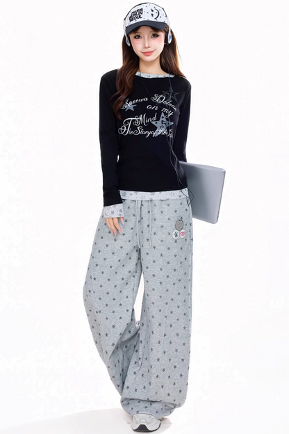 우아한 슬림핏 긴팔 탑