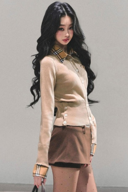 Fake Two Korean Long-Sleeve Knit Top