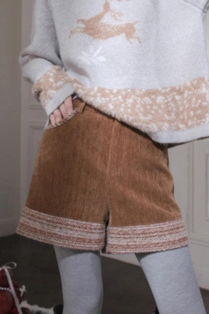 Red Sand Corduroy Wool Shorts