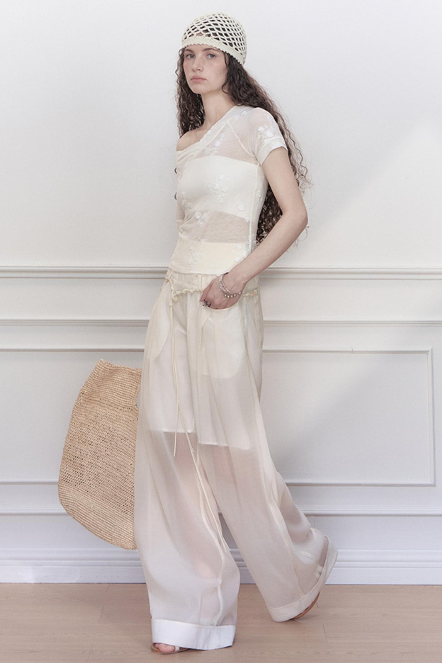 Handmade Beaded Wide Leg Pants