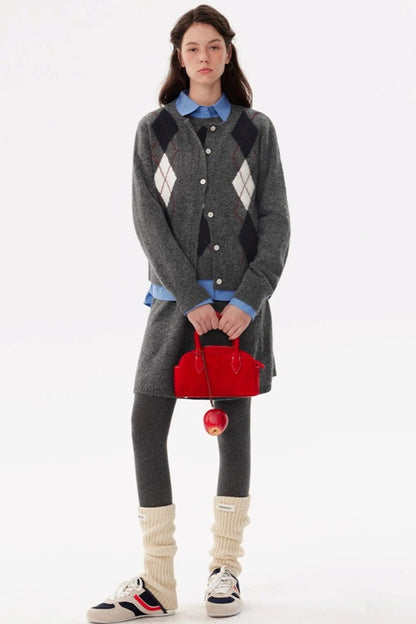 Rhombus Elements Knit Cardigan Set