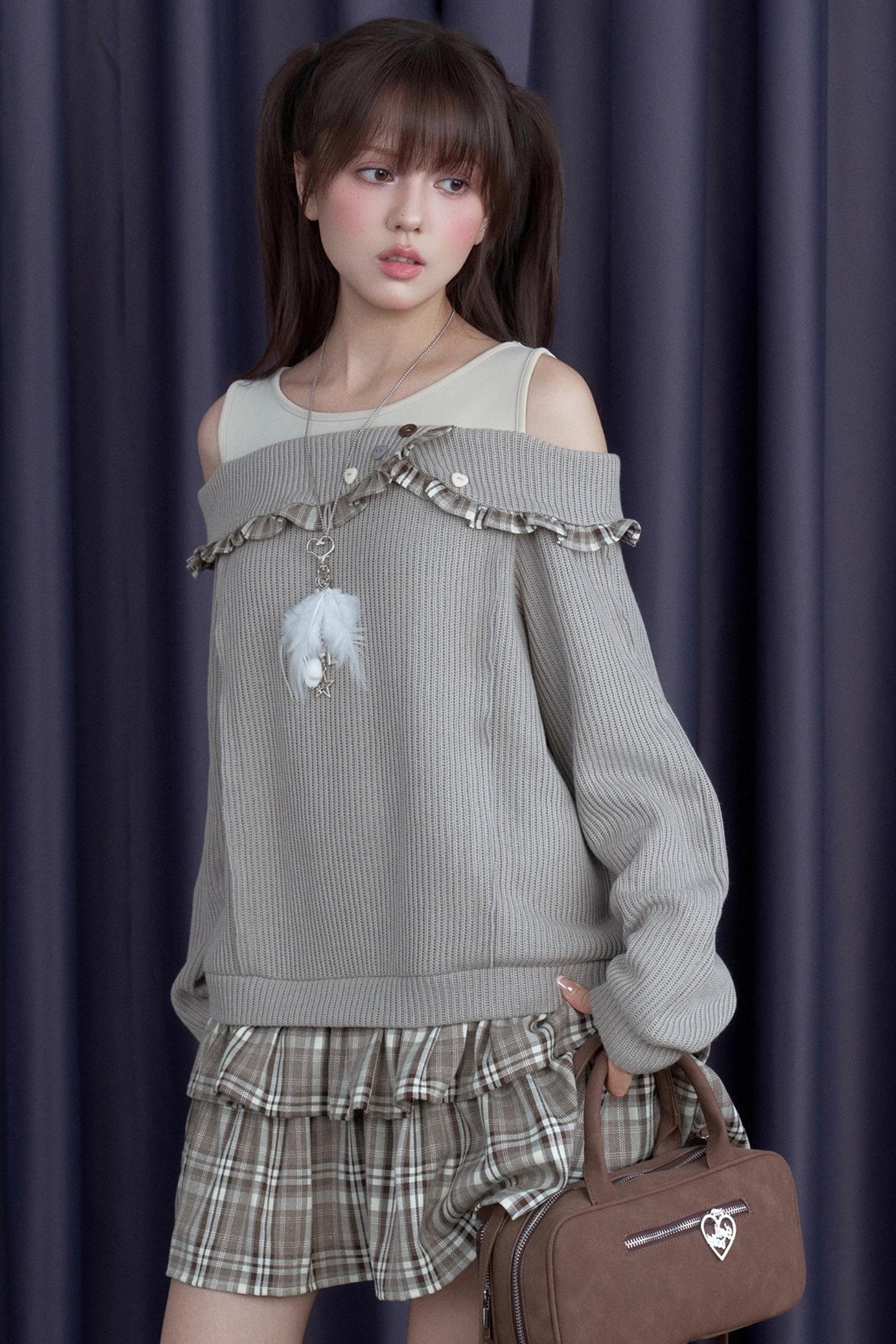 Patchwork Brown Plaid Dress