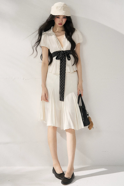 Tie Waist V-Neck Top