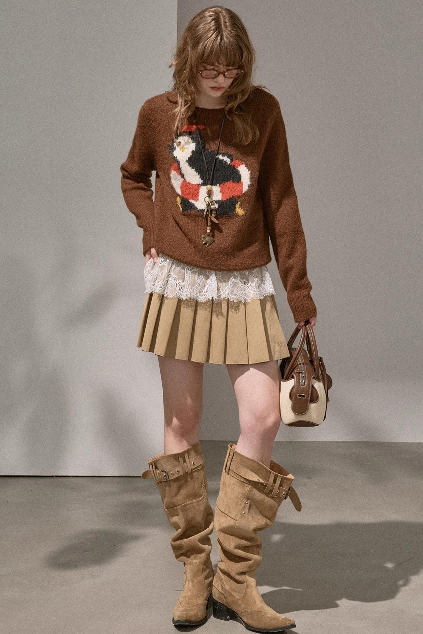 Vintage Penguin Jacquard Crew Neck Sweater