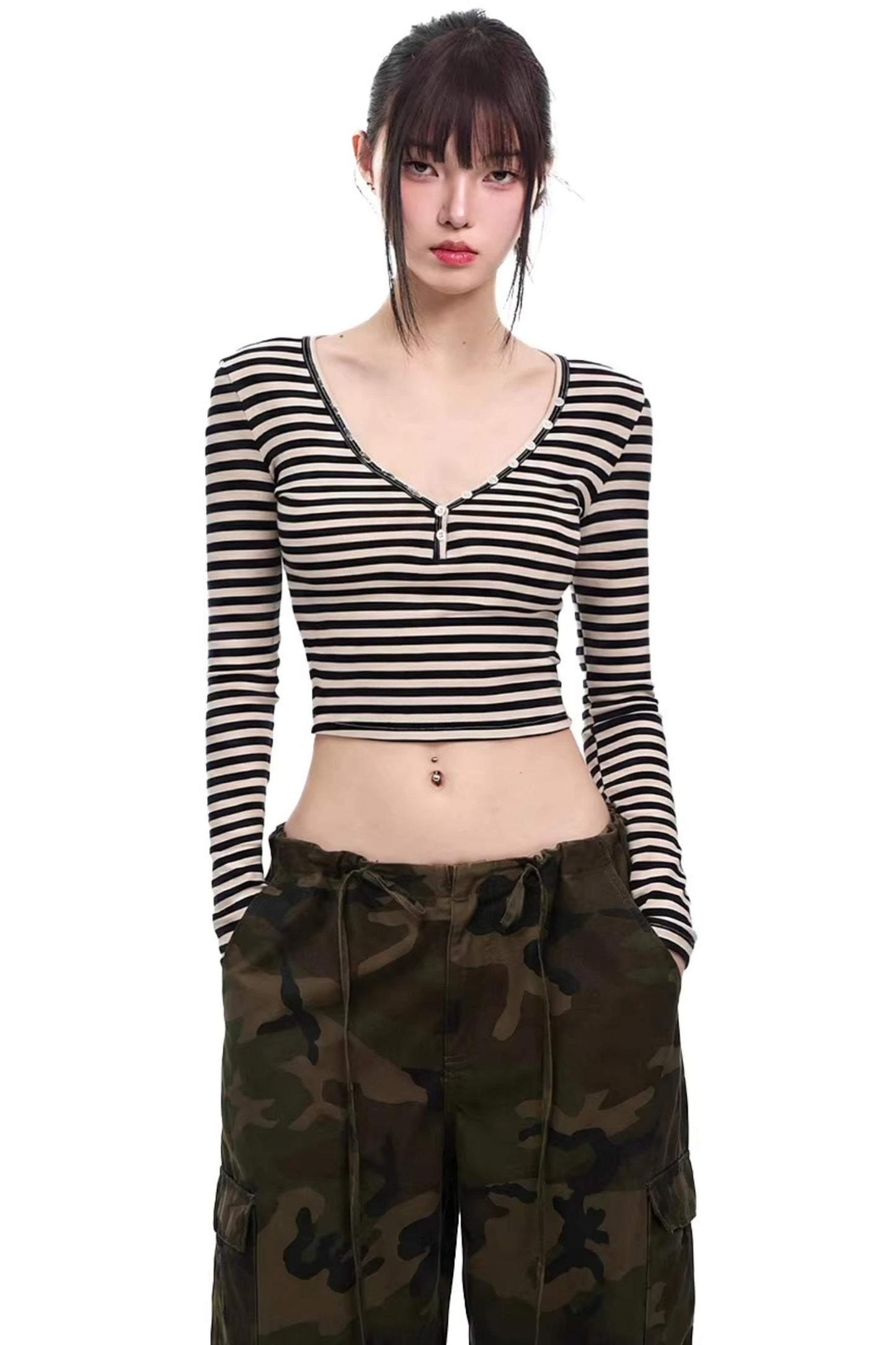 Retro Striped Slim-Fit Top