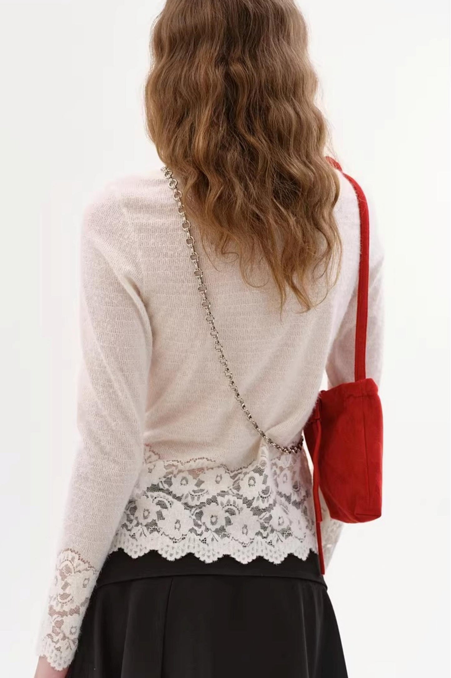 Off-Shoulder Knit Lace Top