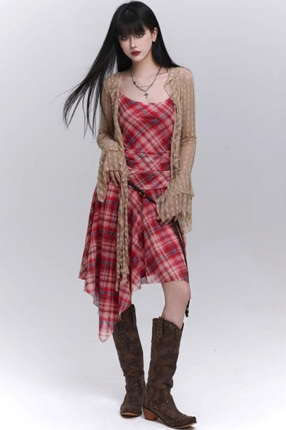 Plaid Halter Dress