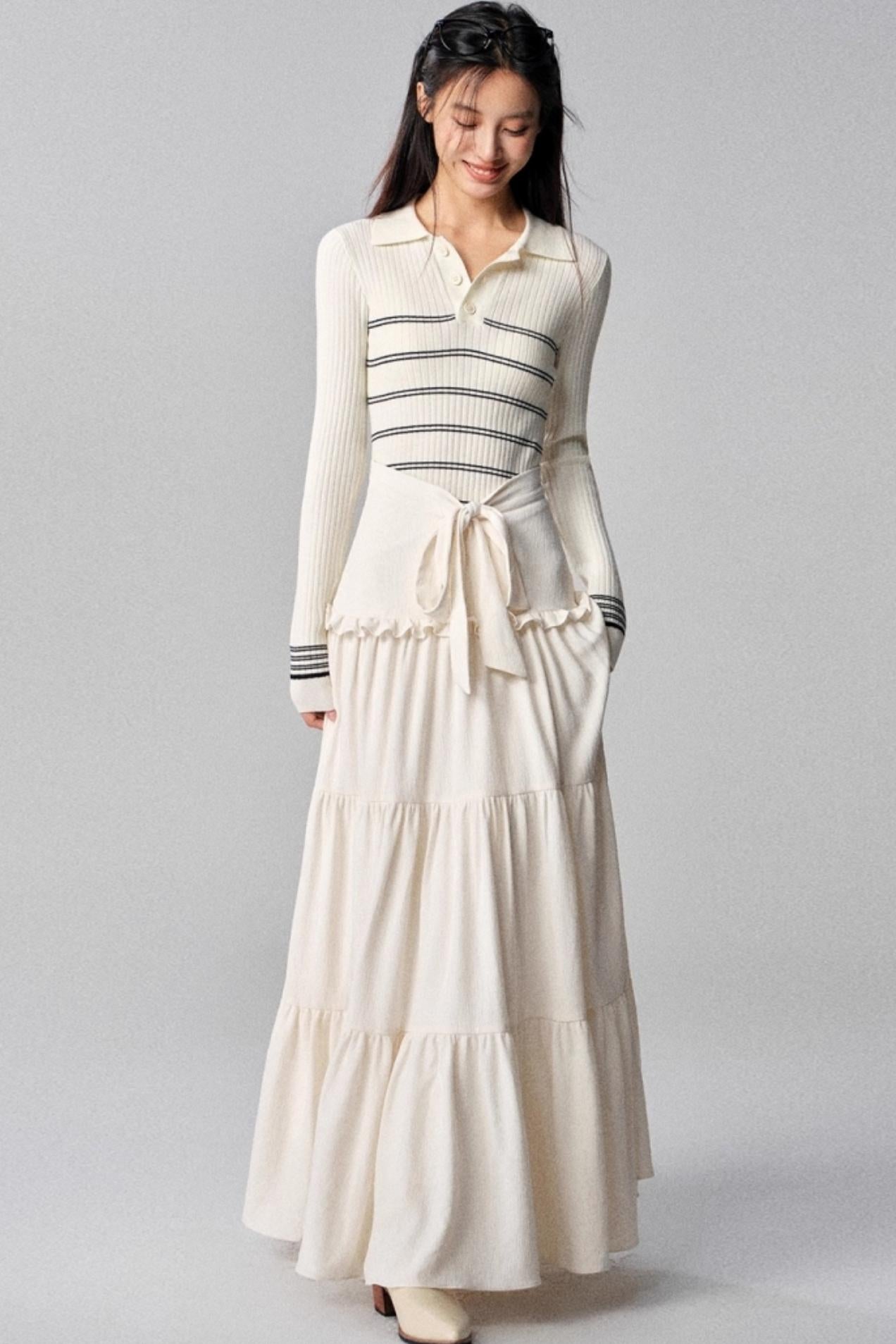 Seas Current Mood Striped Knit Sweater Top