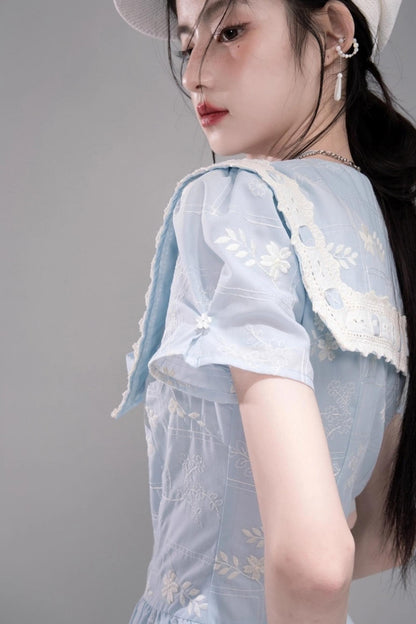 Leisurely Blue Collar Dress