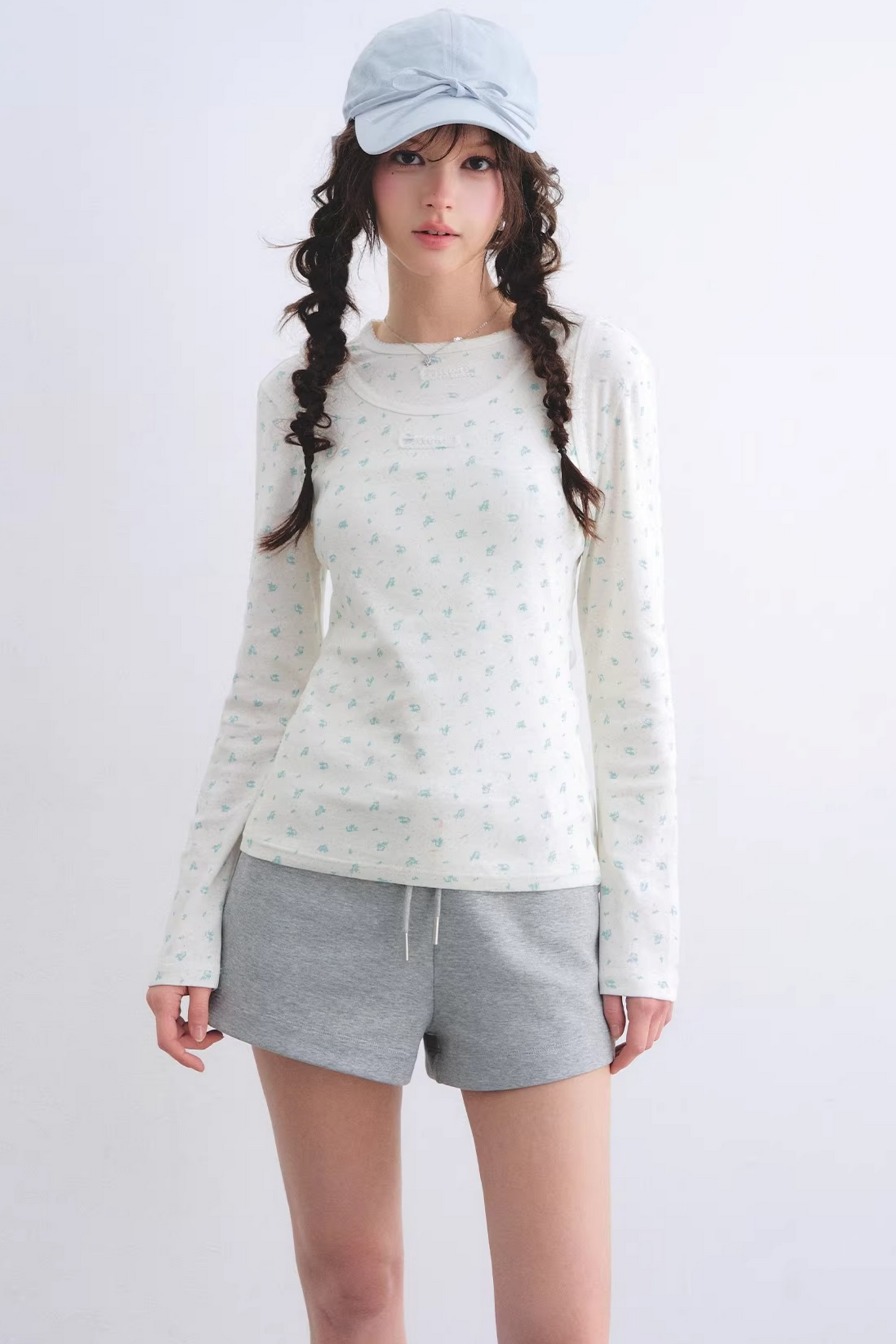 Floral Curved-Edge Vest Set