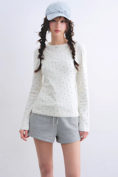 Floral Curved-Edge Vest Set