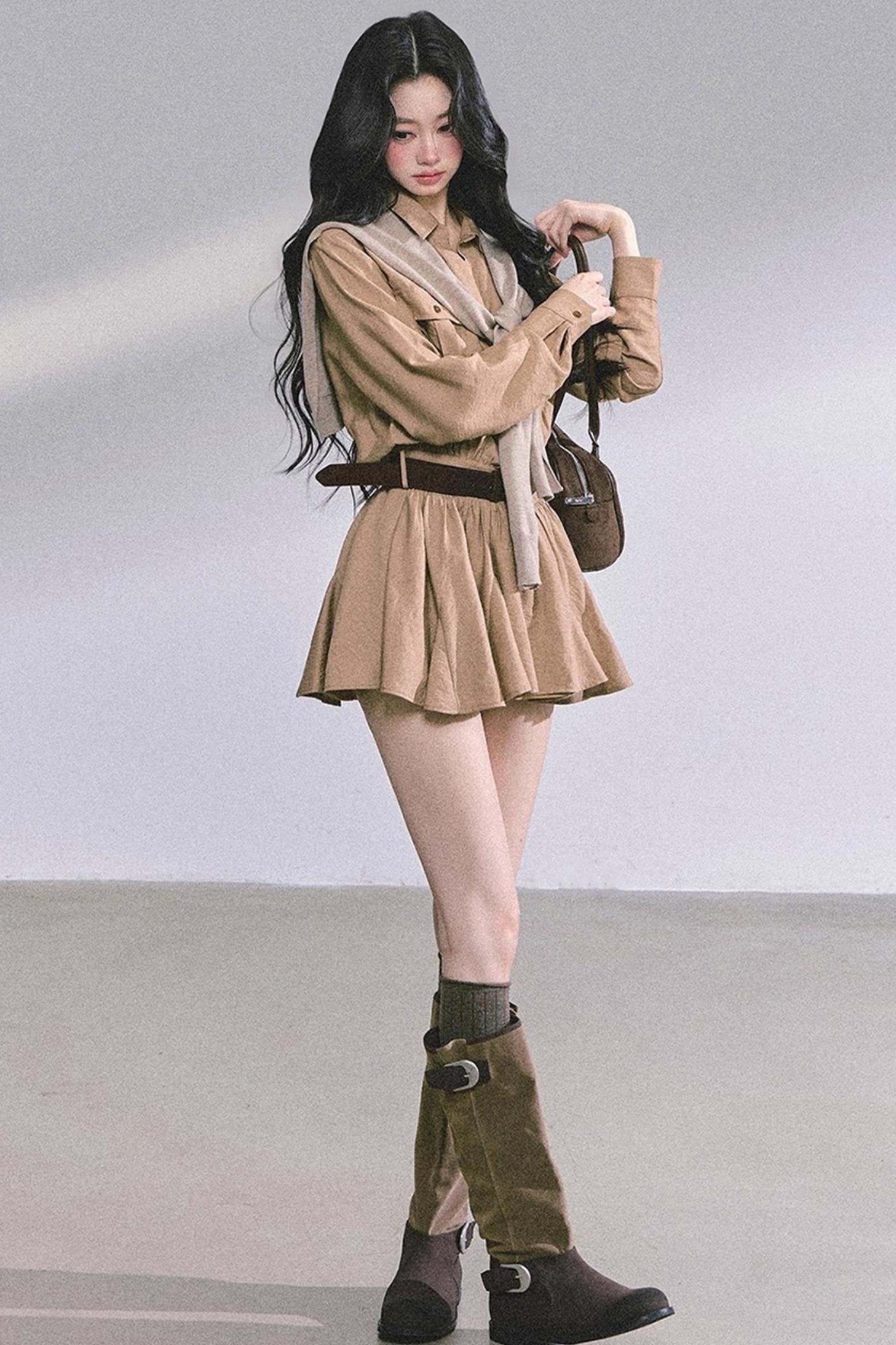 Plaid Two-Piece Winter Dress Set-Up