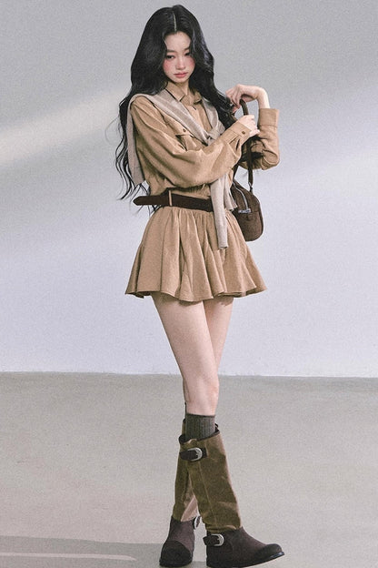 Plaid Two-Piece Winter Dress Set-Up