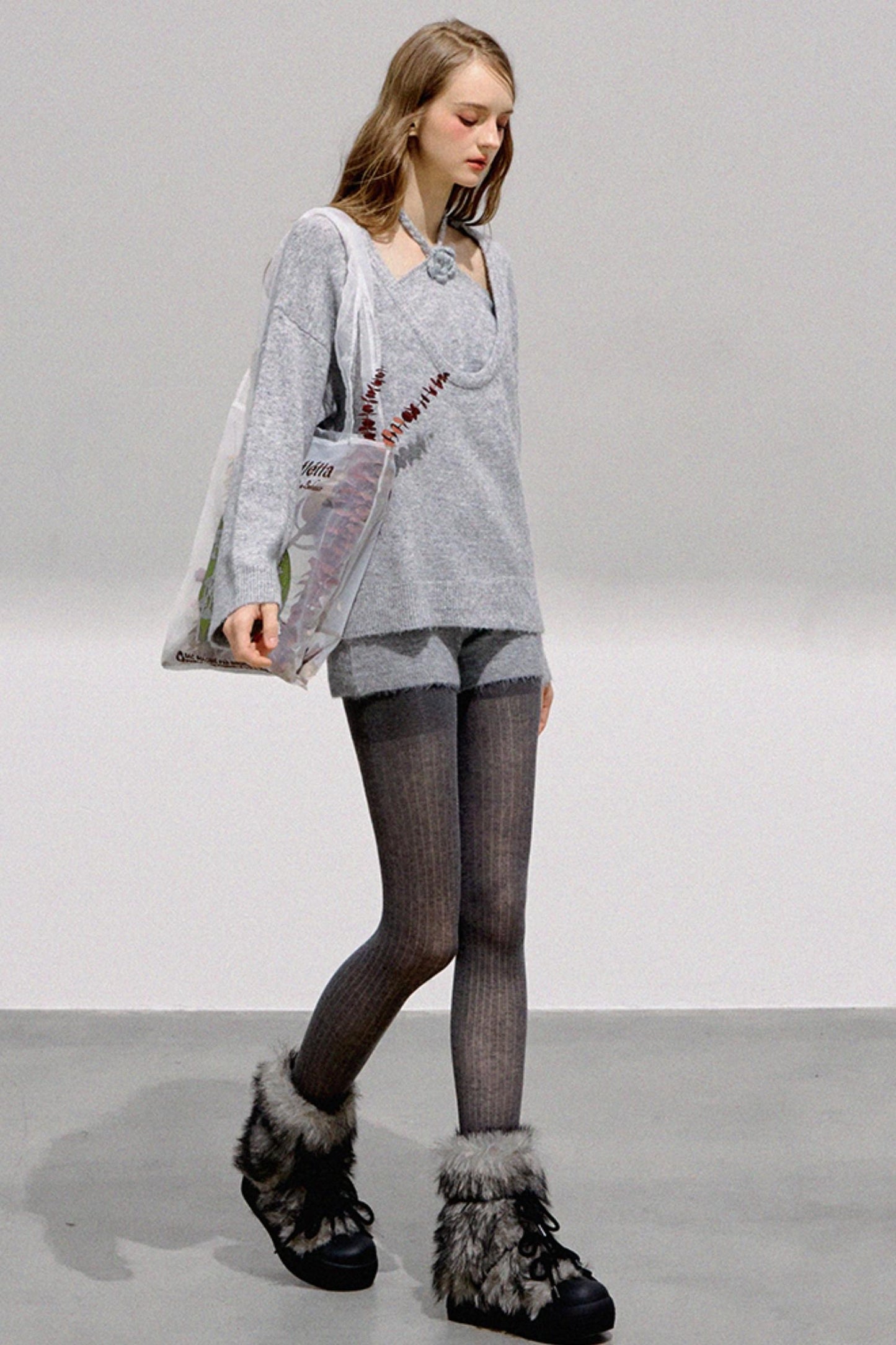 French Flower Halter Sweater Set-Up