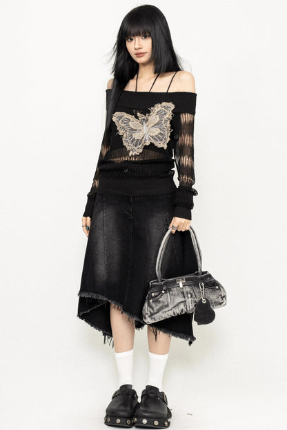 One-Shoulder Embroidered Blouse