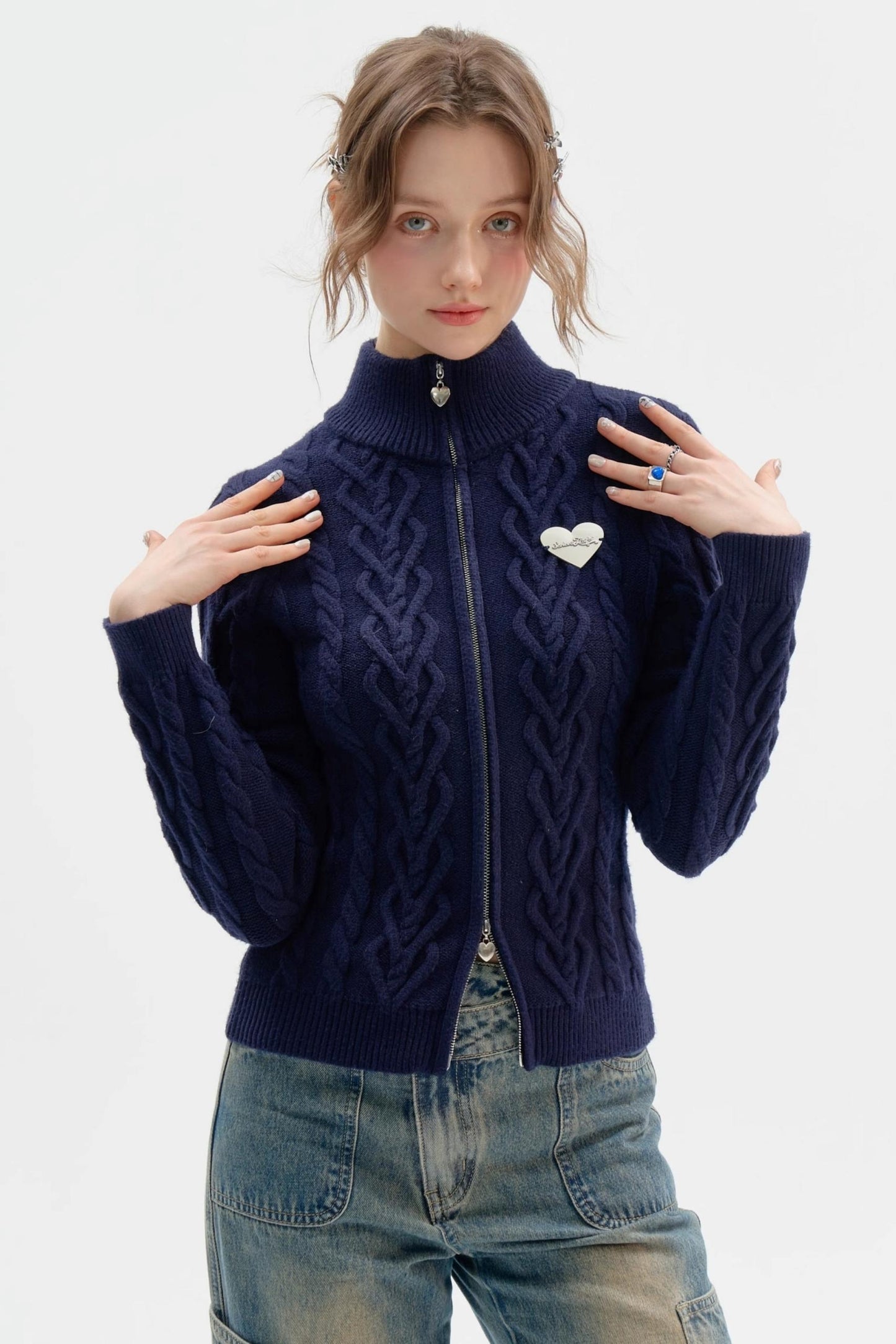 Dark Blue Slim Sweater Top