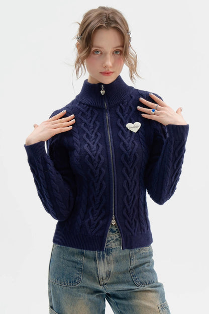 Dark Blue Slim Sweater Top