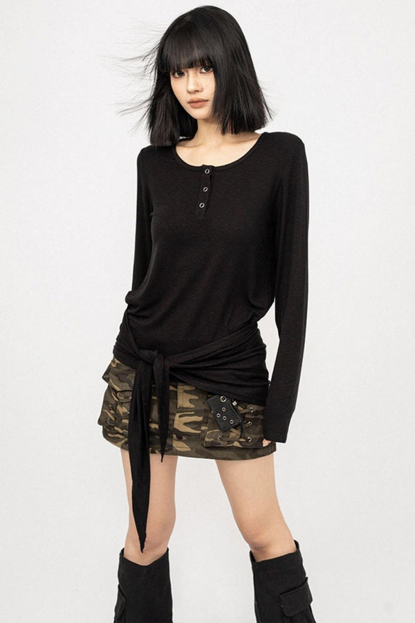 Black Slim Long Sleeve T-Shirt