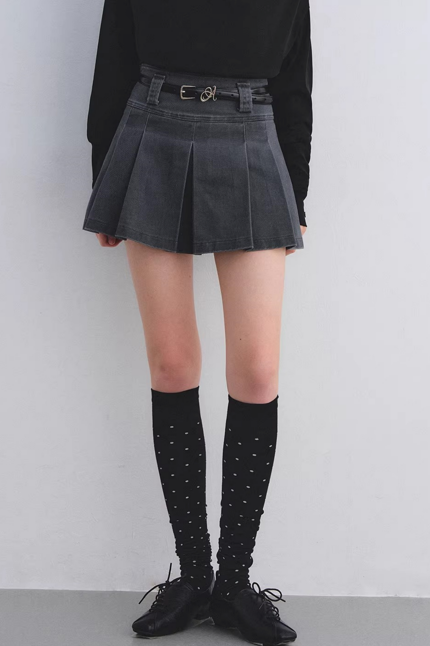 Retro Washed Denim Skirt