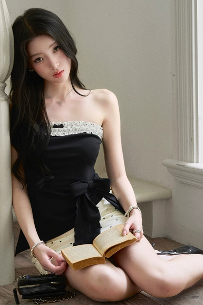 Contrast Lace Tube Top Set-Up