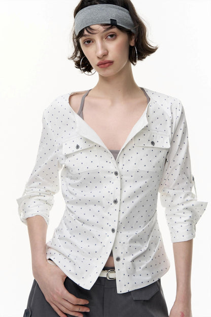 Slimming Retro Polka Dot Shirt