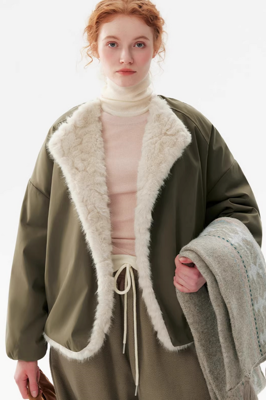 Reversible Faux Mink Parka Coat