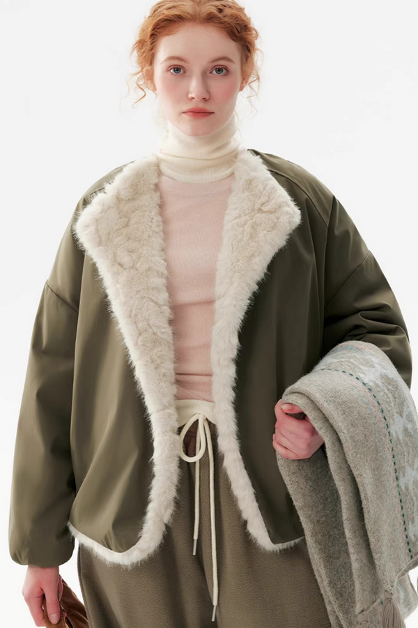 Reversible Faux Mink Parka Coat