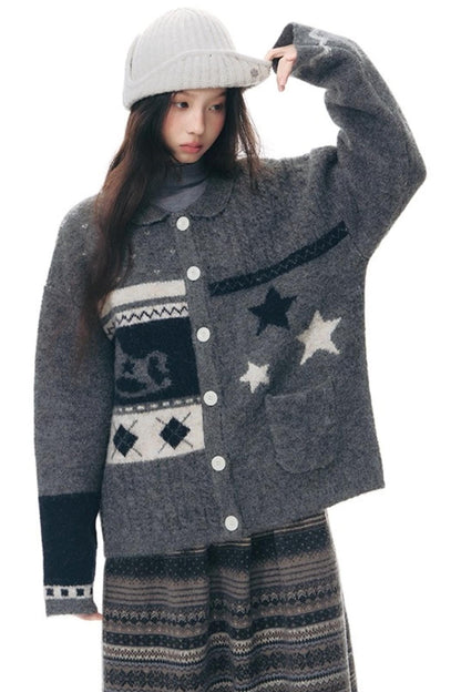 Doll Collar Knitted Cardigan