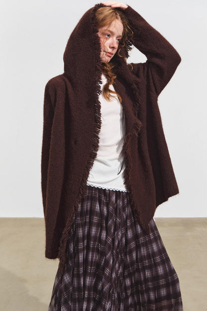 Lazy Fringe Hooded Cardigan