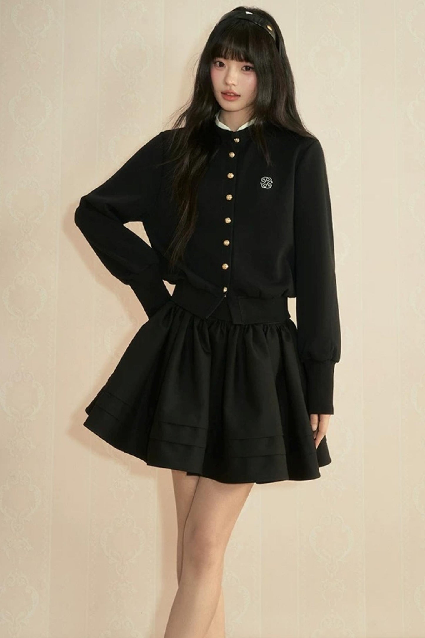 Preppy Knit Cardigan Pleated Skirt Set-Up