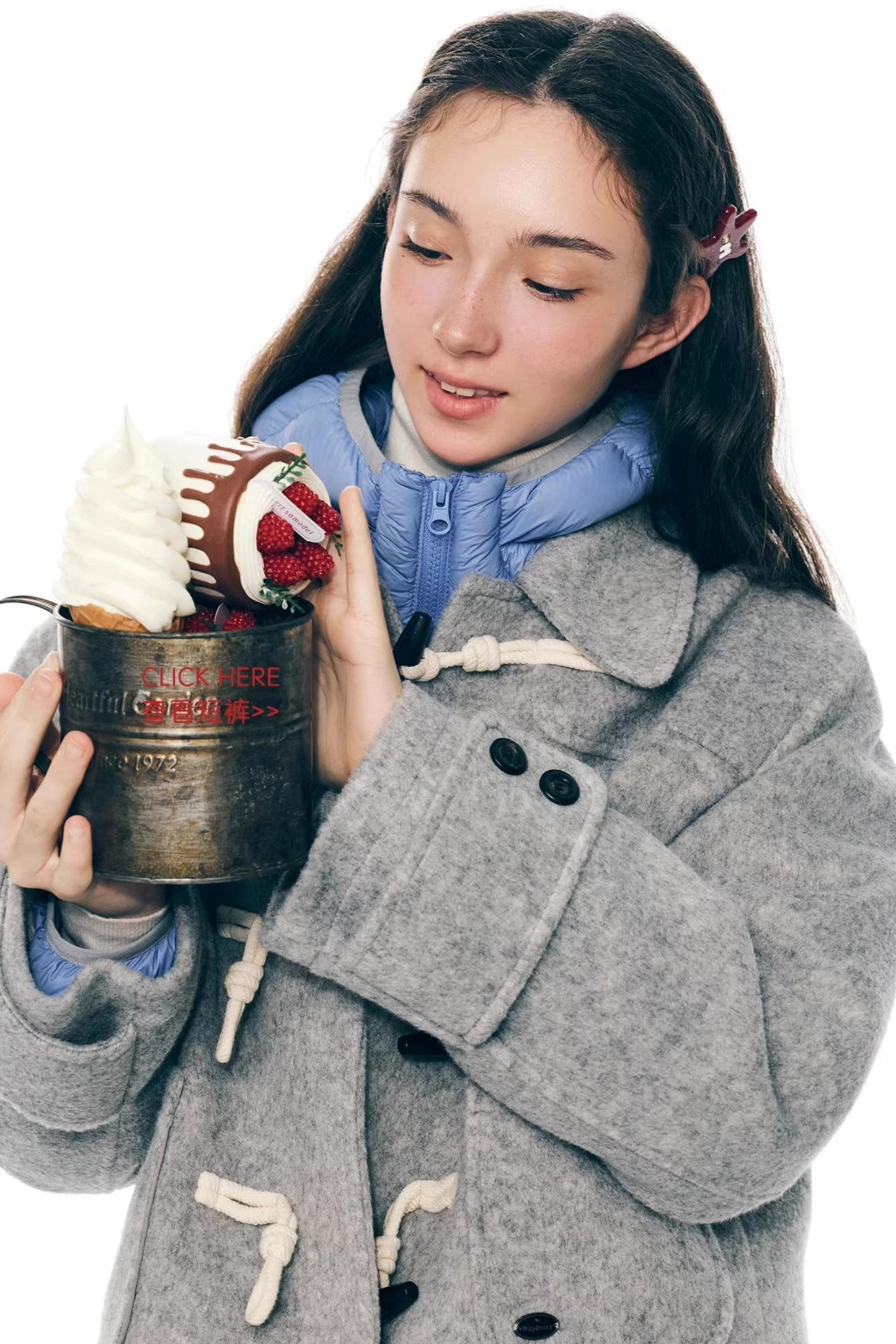 Retro Woolen Horn Button Jacket