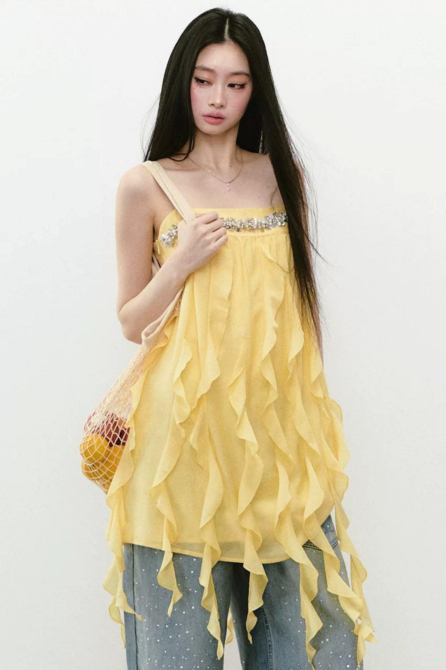 Heavy Beading Acetate Dress