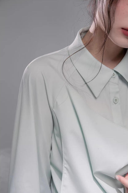 Optische Täuschung Drapiertkragen-Hemd