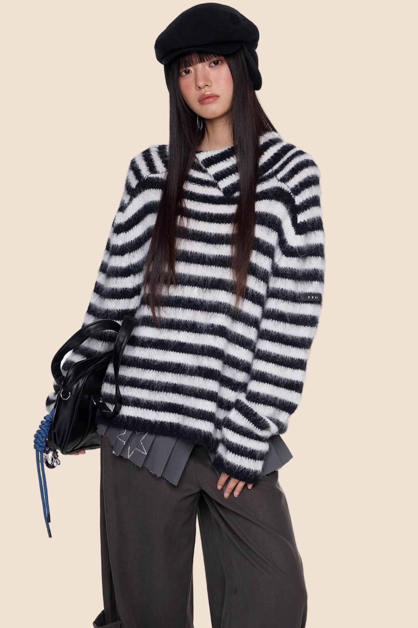 Irregular Lapel Knit Sweater