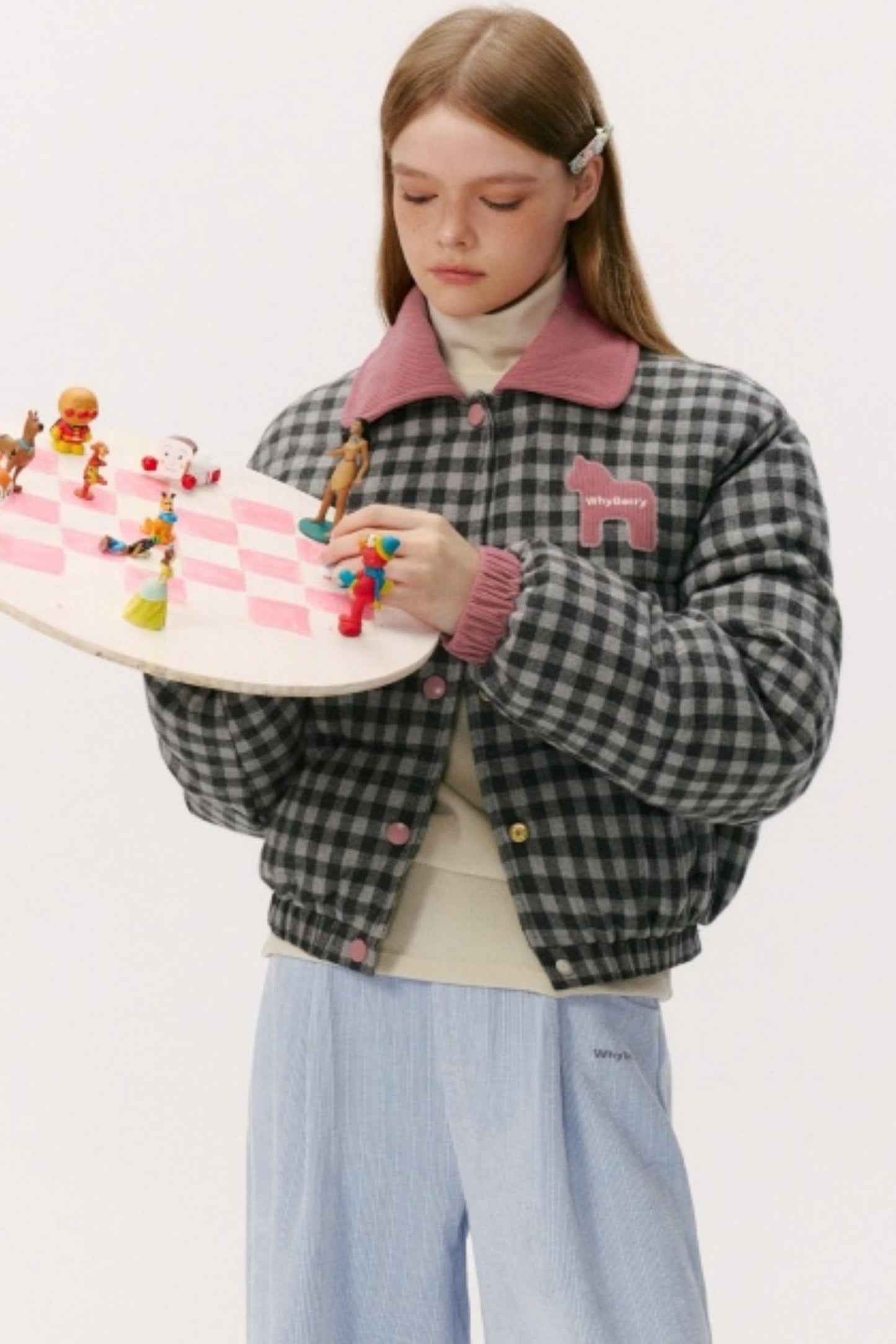 Contrast Plaid Bread Jacket