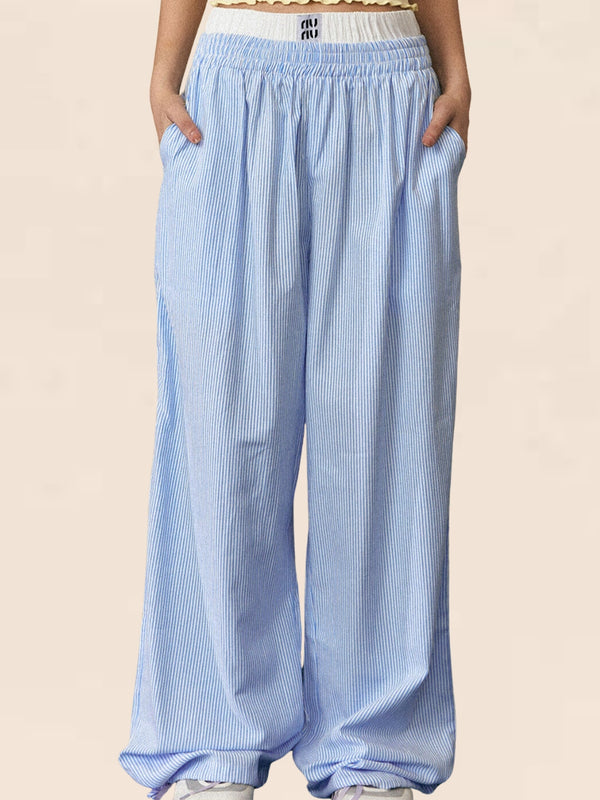 Vertical Stripe Straight Pants