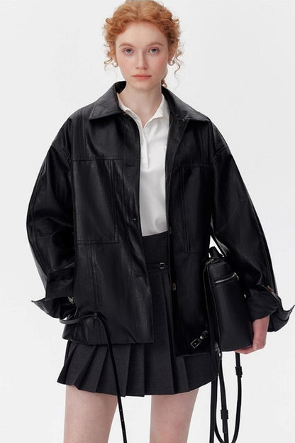 Vintage Black Oil Wax Leather Biker Jacket