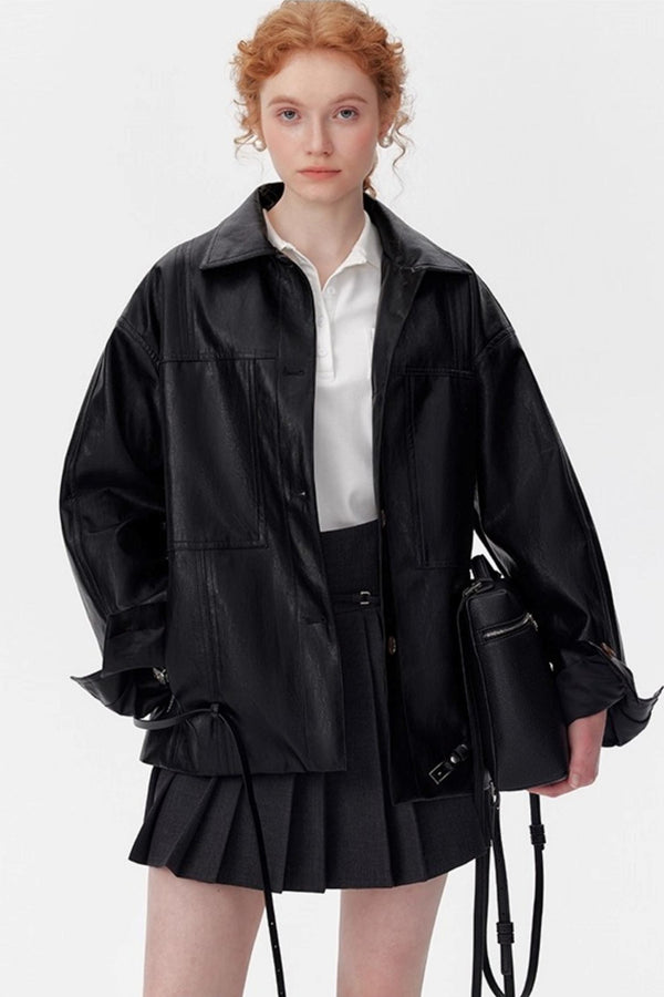 Vintage Black Oil Wax Leather Biker Jacket