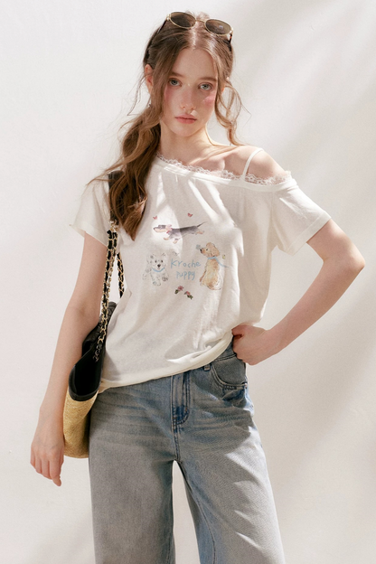 Lyocell Lace Trim Puppy Top