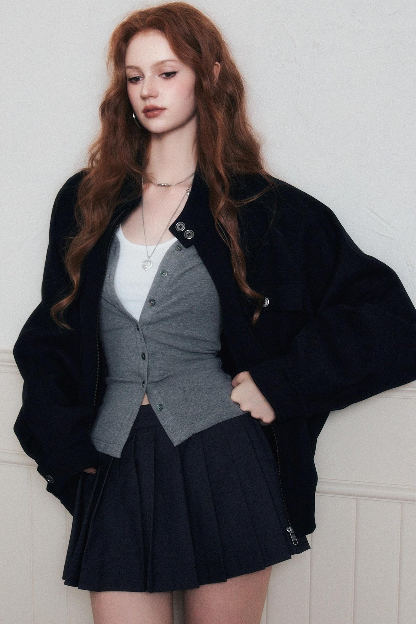 Timeless Grey Pleated A-Line Skirt