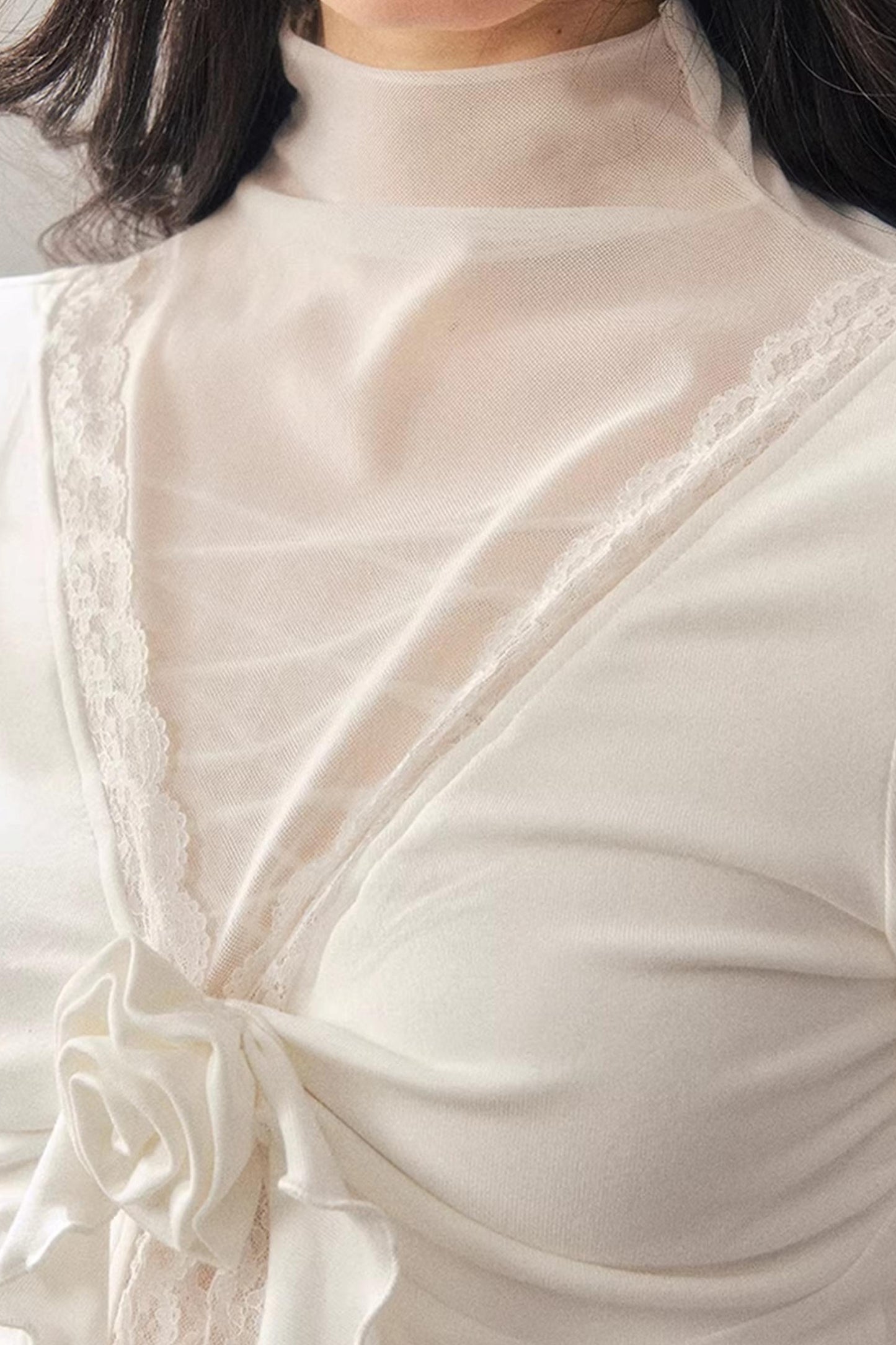 High-Neck Lace Winter Top