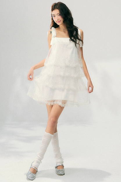 Besticktes Tüll-Stufenkleid im Fairy-Stil