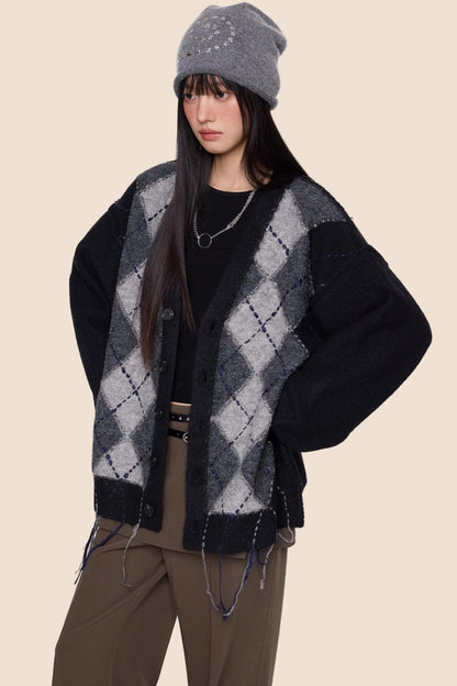 Diamond Tassel Knit Cardigan Sweater Jacket